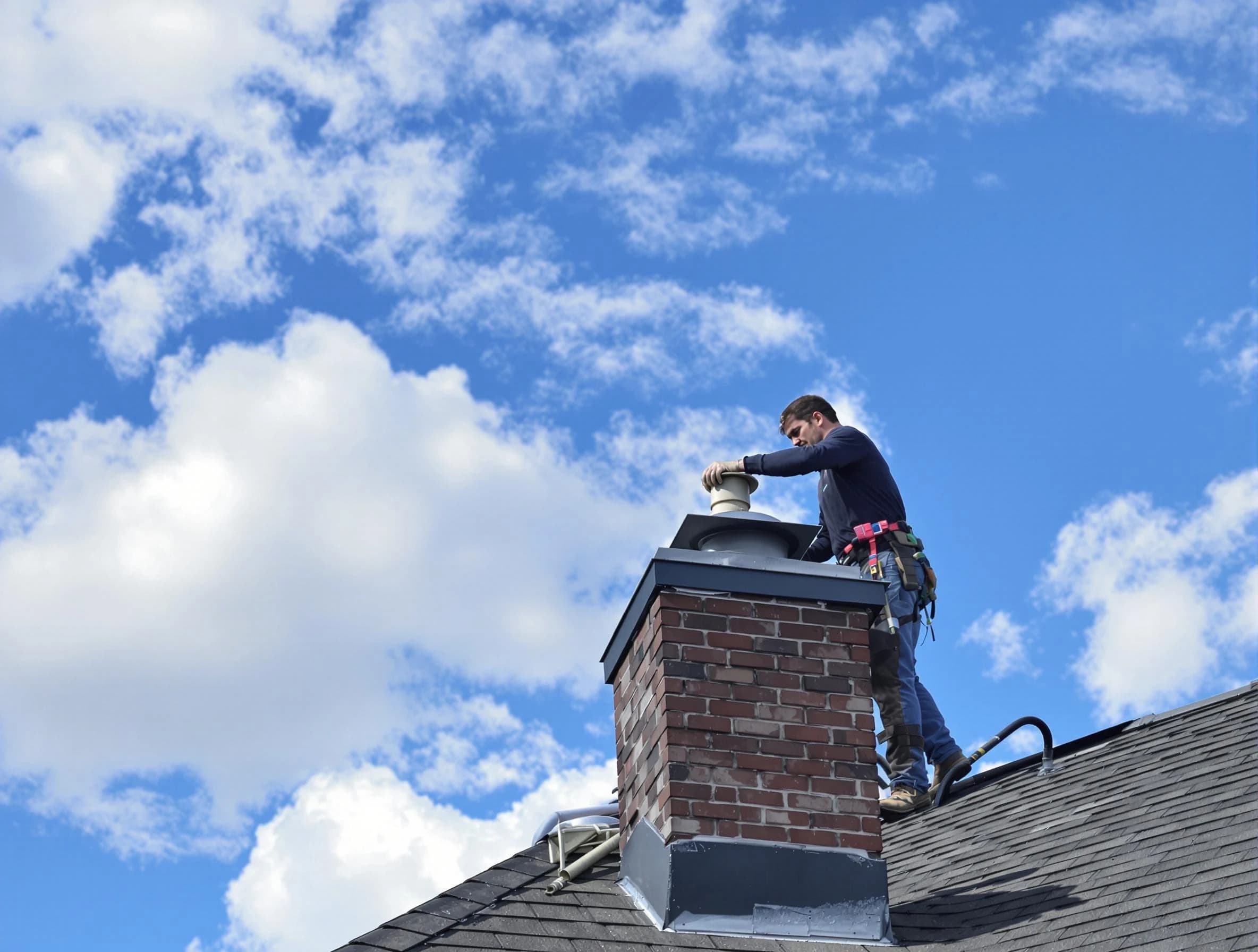 Monroe Chimney Sweep installing a sturdy chimney cap in Monroe, NJ