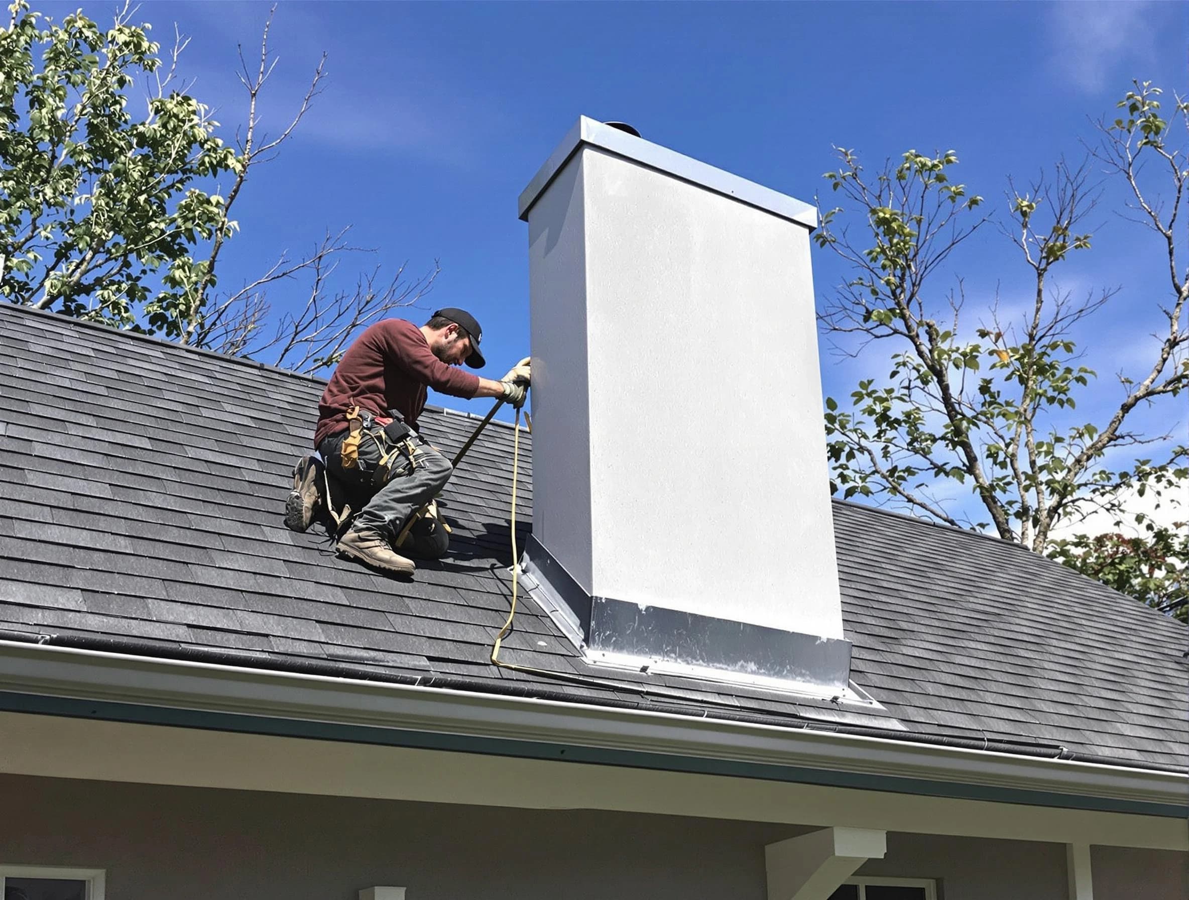 Monroe Chimney Sweep team member finishing chimney construction in Monroe, NJ