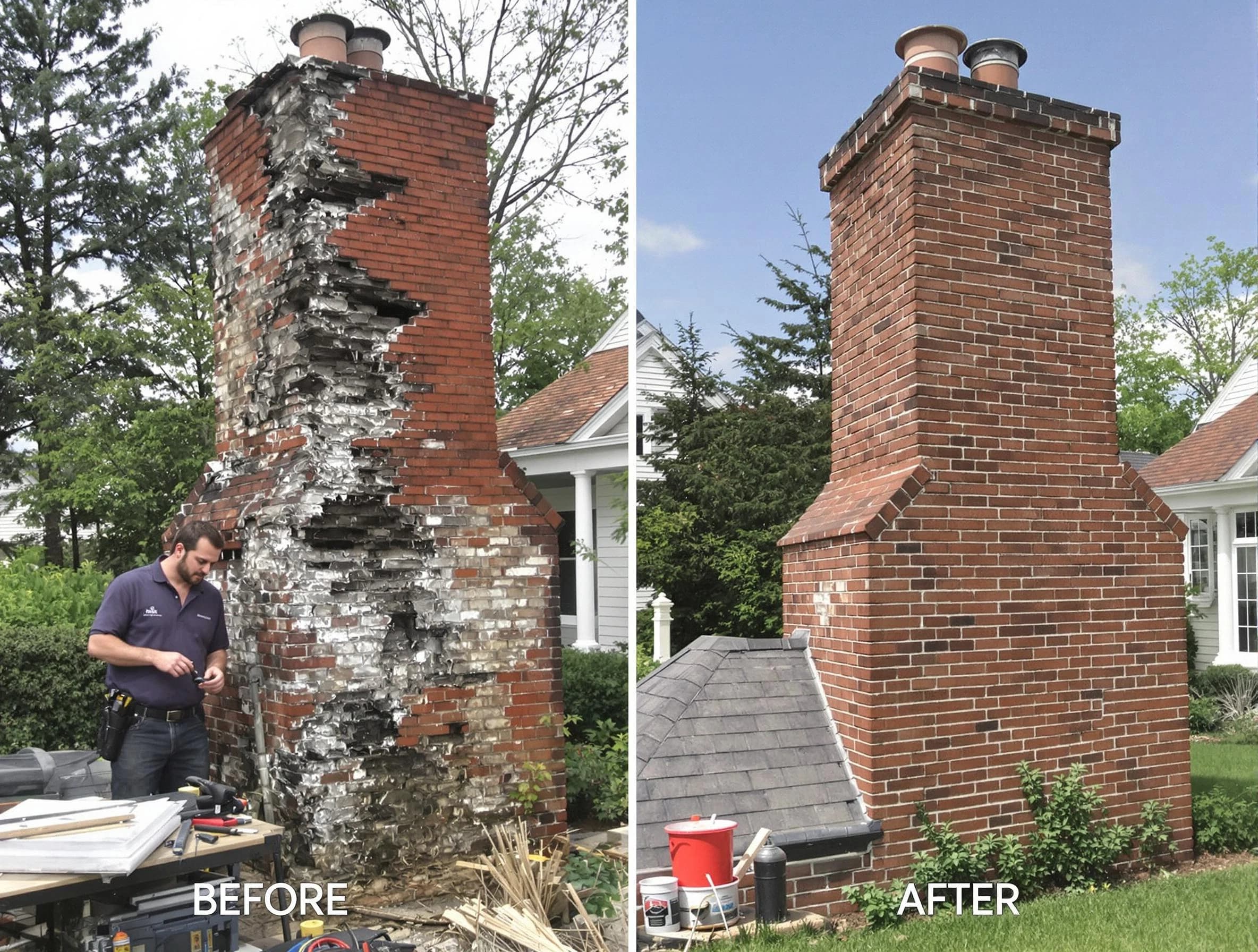 Monroe Chimney Sweep performing a full chimney restoration in Monroe, NJ