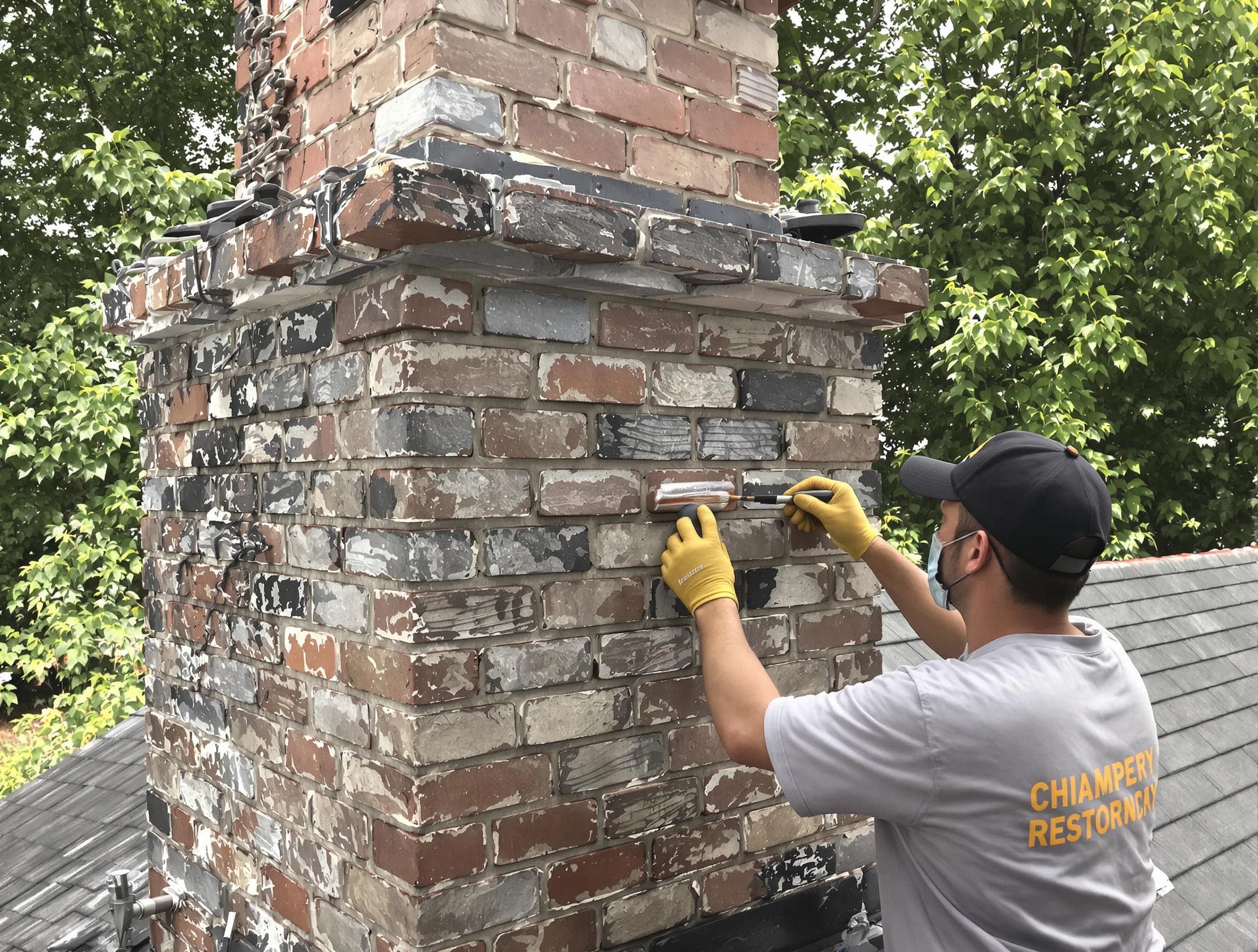 In-progress chimney restoration by Monroe Chimney Sweep in Monroe, NJ